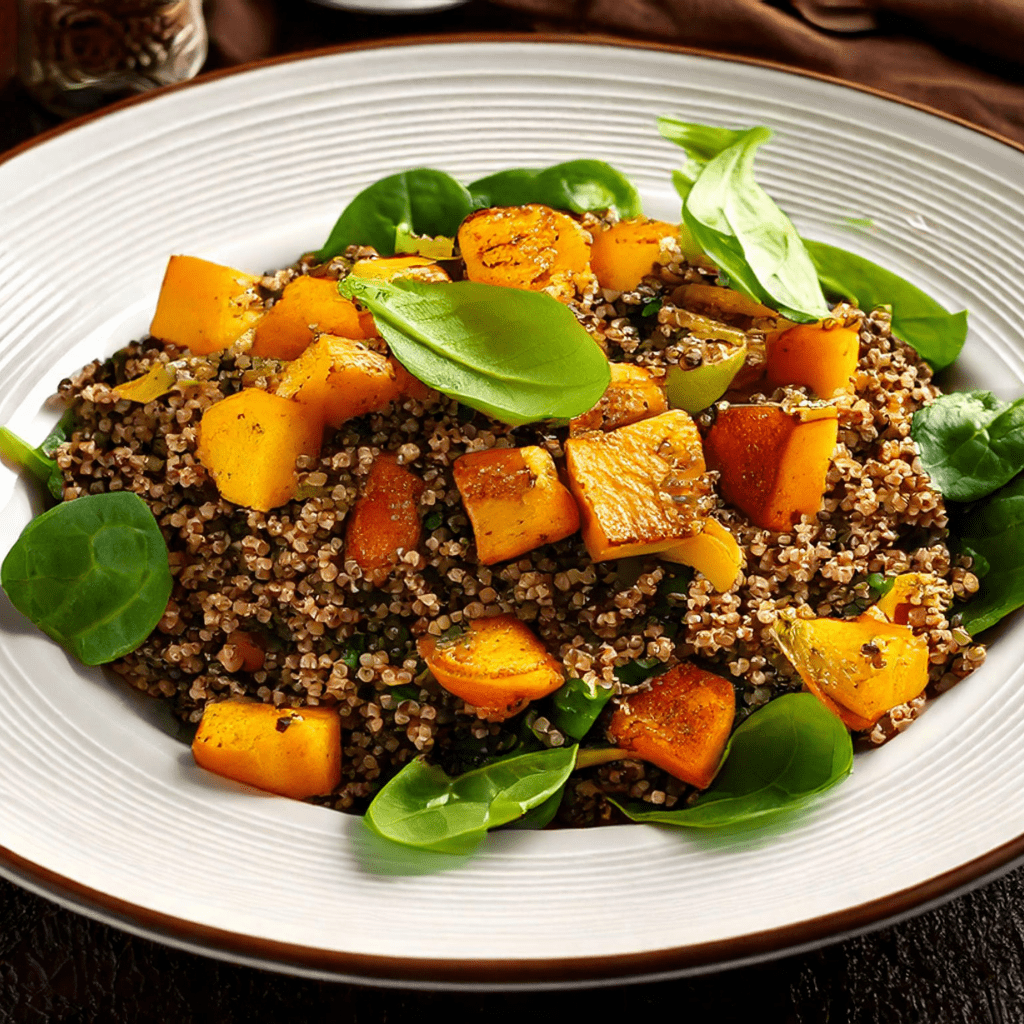 Quinoa Salad with Roasted Squash and Spinach