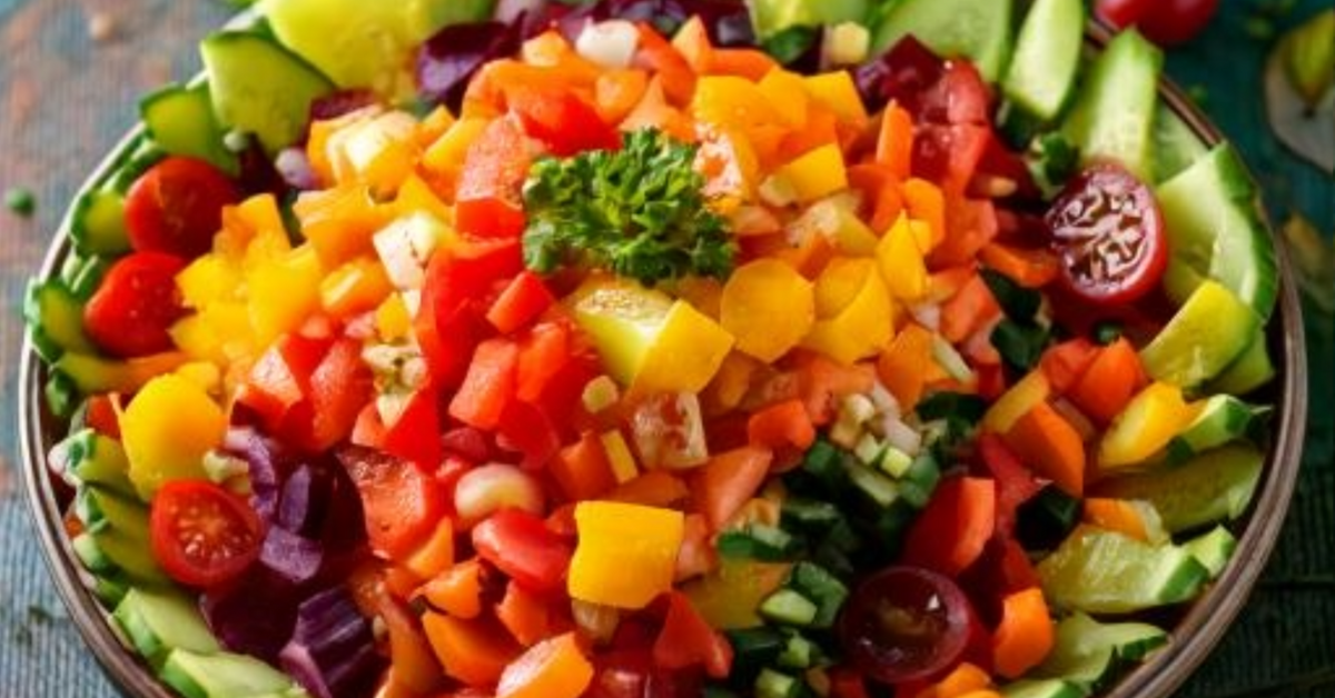 Traditional Moroccan salad with fresh vegetables